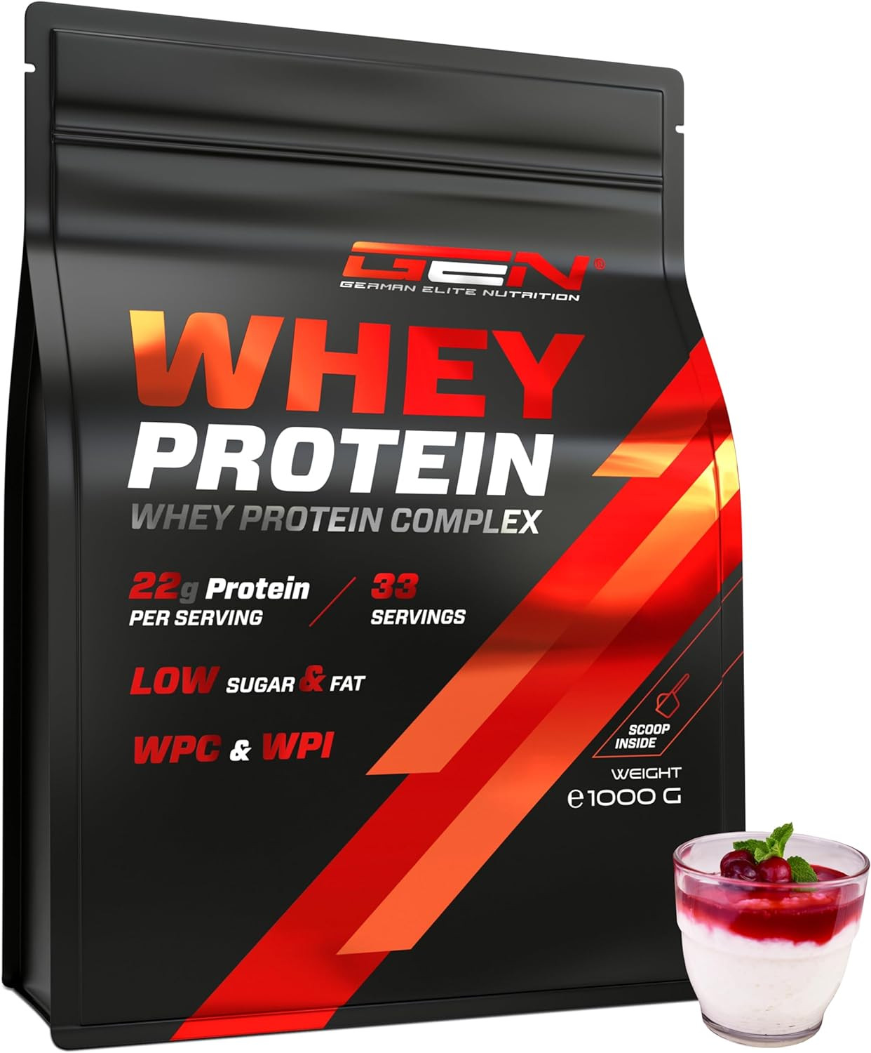 Whey Proteine Complesso 1000g - Sapore Ciliegia per Ricette Fit