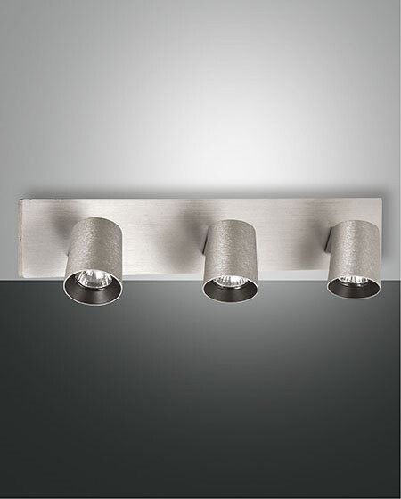 Spot 3 Luci Alluminio Spazzolato Modo - Lampada Soffitto Cilindrica