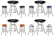 MLB 5PC Black Bar Table Swivel Seats Colored Vinyl Team Logo Decals Glass Option