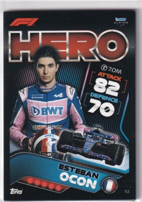 Topps F1 Turbo Attax 2022 Formel 1 Karte Nr. 52 Esteban Ocon (Alpine)   F1 Hero