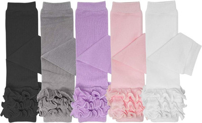 5 Pair Cheerful Ruffles Baby Leg Warmers, Pink, Purple, Black, White, Gray