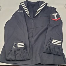 U.S. NAVY Mens 38 R Jumper Sailor Cracker Jack Blue Uniform Wool USS McCampbell