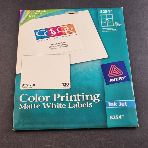 Partial avery ink jet colo printing paper matte white 114 labels and 19