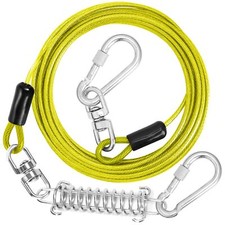 10Ft Dog Tie Out Cable Dog Runner Cable with Swivel Hook and Shock Spring
