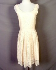 euc J.Crew Tissue Pink Crochet Style Shell A-Line Dress lined SZ 2