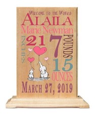 Baby Announcement Gift Plaque - Personalized Custom Sign for New Baby