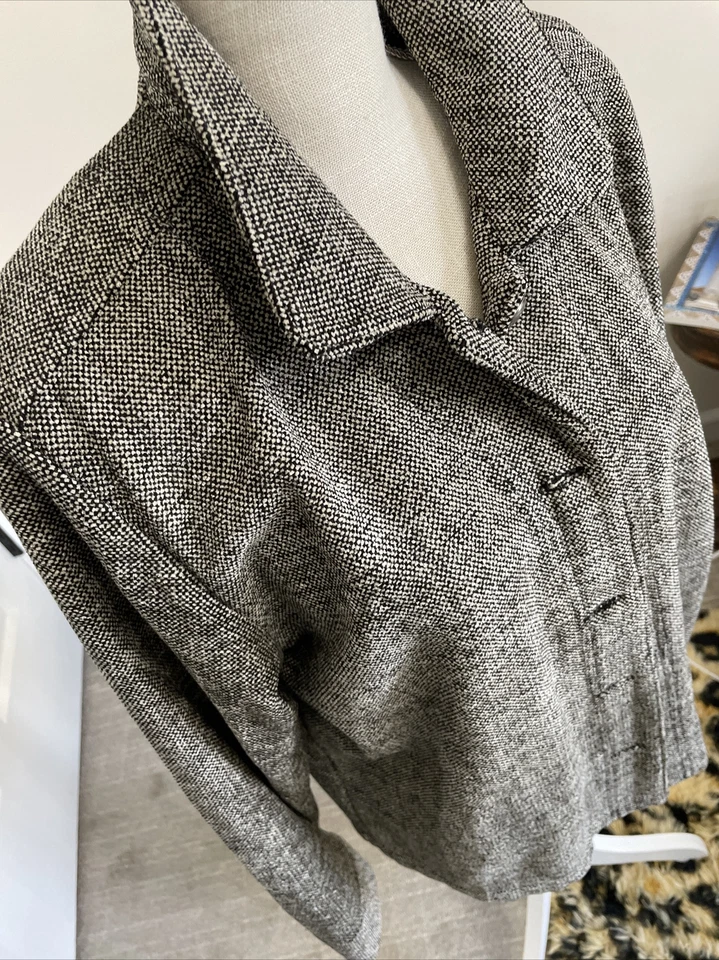 Christopher Banks Black Jacket Womens Large Black Tan Brushed Tweed  Moto Blazer - Image 3 of 4