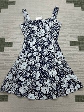Loft Dress Womens 6 Blue Floral Blouson New 