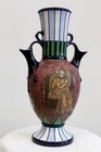 Vaso Anfora Art Nouveau "Dama Musicante" Turn Teplitz 1920 circa secondo l'antichità