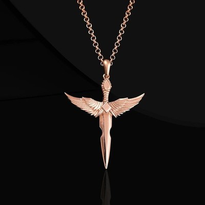 925 Sterling Silver Winged Sword Coin Enamel Necklace Duty Free