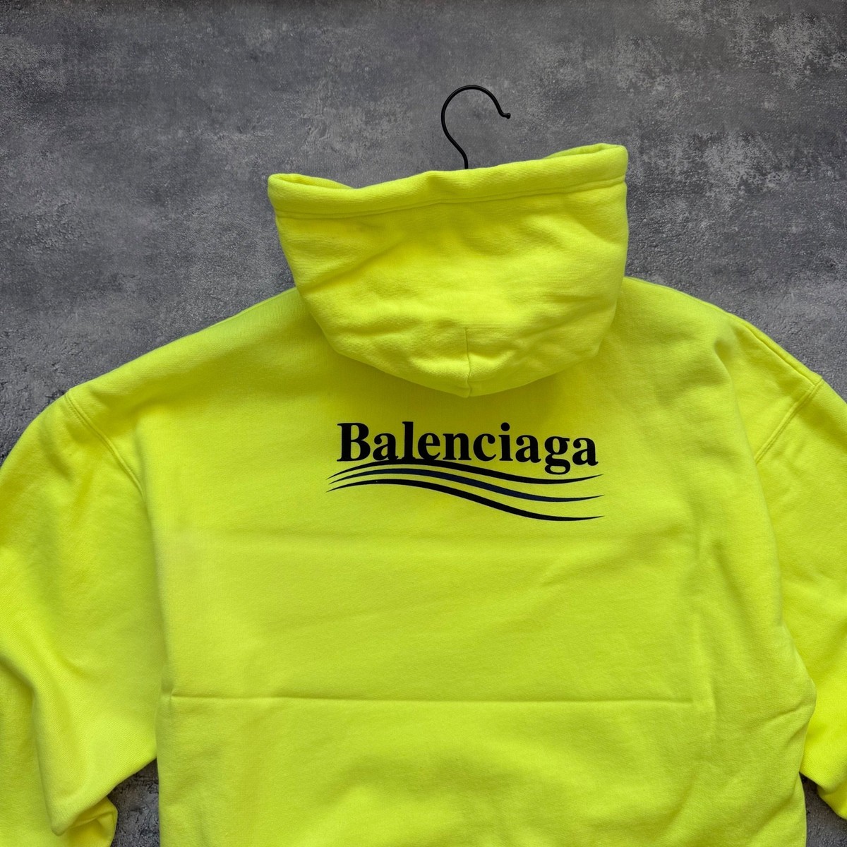 Balenciaga Political Campaign Hoodie Yellow Neon Size S | eBay