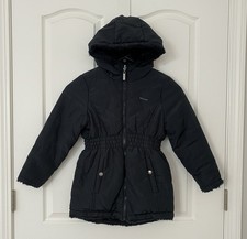 DKNY Faux Fur Nylon Reversible Girls Puffer Jacket with Hood Size 5/6