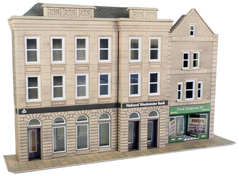 Metcalfe PO271 Low Relief Bank & Shop OO Gauge Card Kit