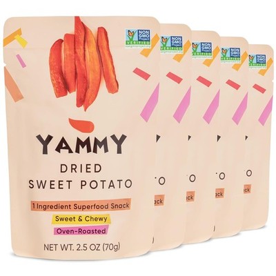 Yammy Dried Sweet Potato Sticks (5 Pack) - 1 Ingredient 2.5 Ounce (Pack of 5) 
