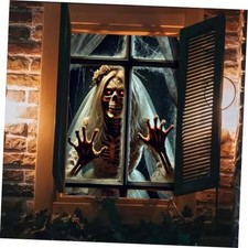 Halloween Skeleton Bride Window Cover 31x47 Inch Decoration Scary Skeleton