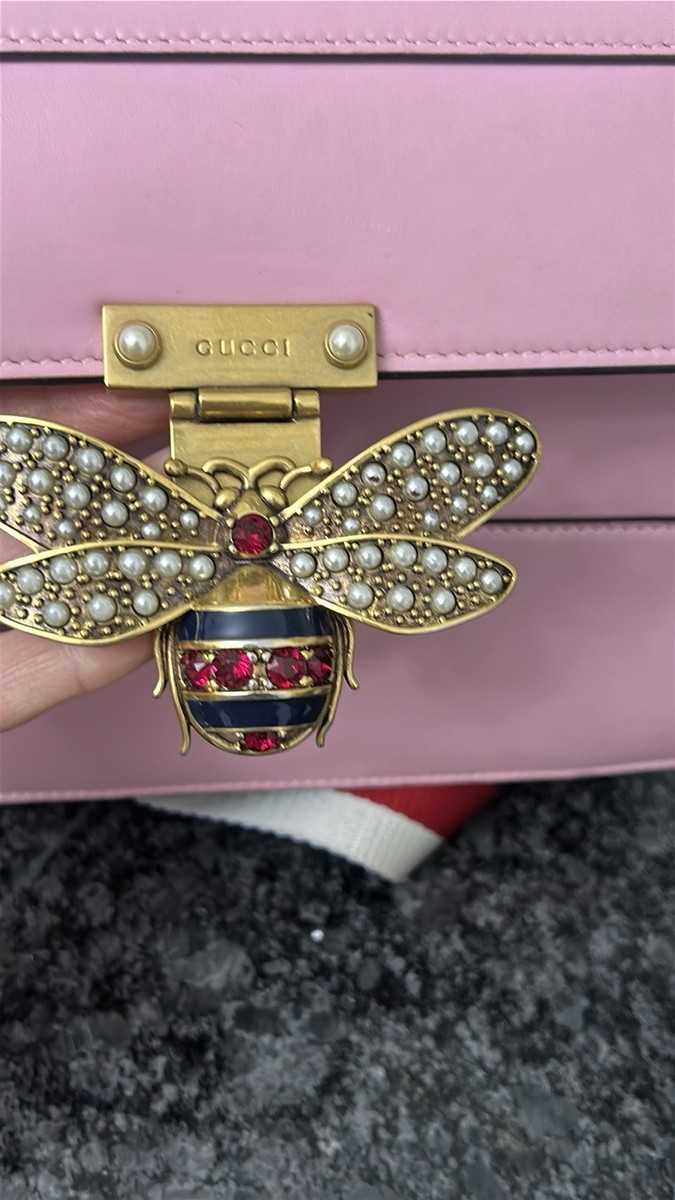 GUCCI Queen Margaret Pink Bee Lea Satchel; Handbag with Bee Detail