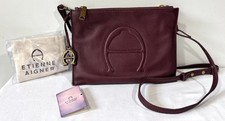 Etienne Aigner Crossbody Handbag Burgandy Pebbled Leather 