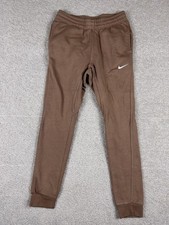 Nike Sweatpants Mens Small Brown Fleece Joggers Elastic Waist Pockets Athletic