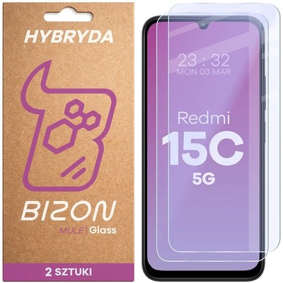 2x Schutzglas für Xiaomi Redmi 15C 5G Bizon Displayschutzglas Hybridglas
