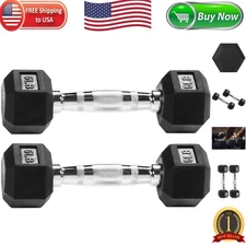 Durable 5LB Rubber Encased Hex Dumbbells - Perfect for Safe Strength Training