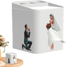 Creative Tissue Box Holder with Storage Retro Lady Flying Skirt Wedding Dress