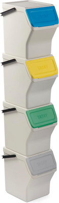 TATAY Mülltrennsystem Easy Waste 20L | 4Er Set Recycling Behälter | Modular Und 