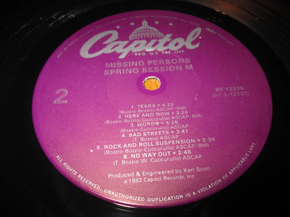 MISSING PERSONS SPRING SESSION M LP NEAR MINT CAPITOL VINYL NEW WAVE SYNTH POP - Image 4 of 4