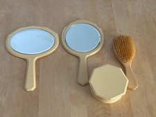 Vintage Celluloid Vanity Set 2 Mirrors Brush Powder Box READ DESCRIPTION