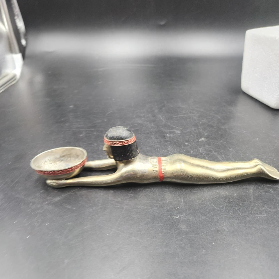 Antiguo QUEMADOR DE INCIENSO EGIPCIO 9" Gold Servant HKK JAPÓN Vintage Metal Foto 2 de 4