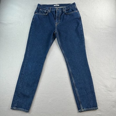 Grlfrnd Jeans Womens 30 Blue Karolina Straight Crop Skinny Afterglow Made In USA
