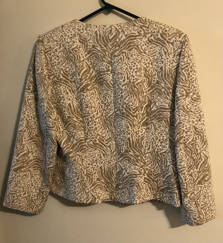 Talbots Blazer Fits L-12P Taupe White Animal Print Perfect Careerwear Corpcore - Picture 4 of 6