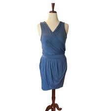Soprano blue Jersey wrap dress sz S