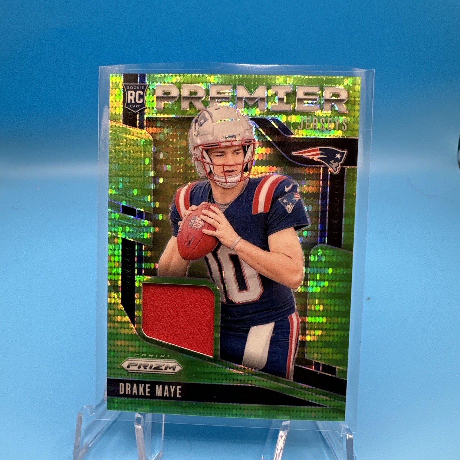 2024 Panini Prizm Drake Maye Neon Green Pulsar Premier Jerseys RC Patch #PJ-DME