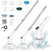 Waterproof 9-in-1 Electric Cleaning Brush Spin Scrubber for Bathroom Kitchen