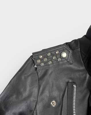 Attachment Kazuyuki Kumagai Men's Black Studded Perfecto Leather