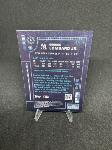 2024 Bowman George Lombard Jr. Bowman AI Insert #BAI-19 New York Yankees - Picture 2 of 2