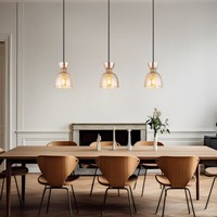 Pendelleuchte HäNgelampe Esszimmerleuchte Deckenlampe Metall Glas Amber