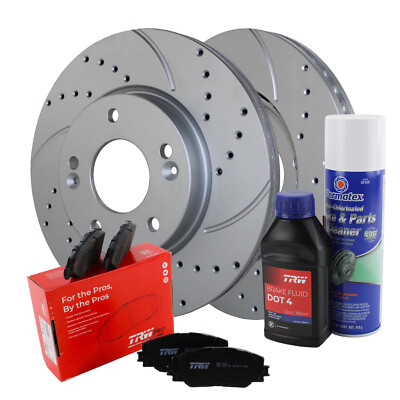 Front Brake Kit 280mm Drilled Rotors & TRW Ceramic Pads For Elantra Veloster FWD