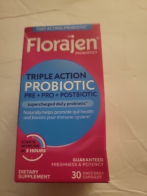 Florajen Probiotics Triple Action Probiotic Pre+ Pro  Dietary Supplement 30 Cap