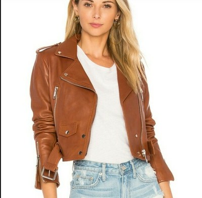cognac biker jacket