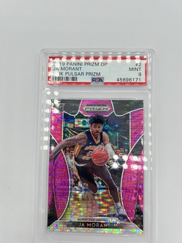 JA MORANT 2019 Panini Prizm DP Pink Pulsar #2 Memphis Grizzlies SP Rookie PSA 9 - Picture 3 of 3