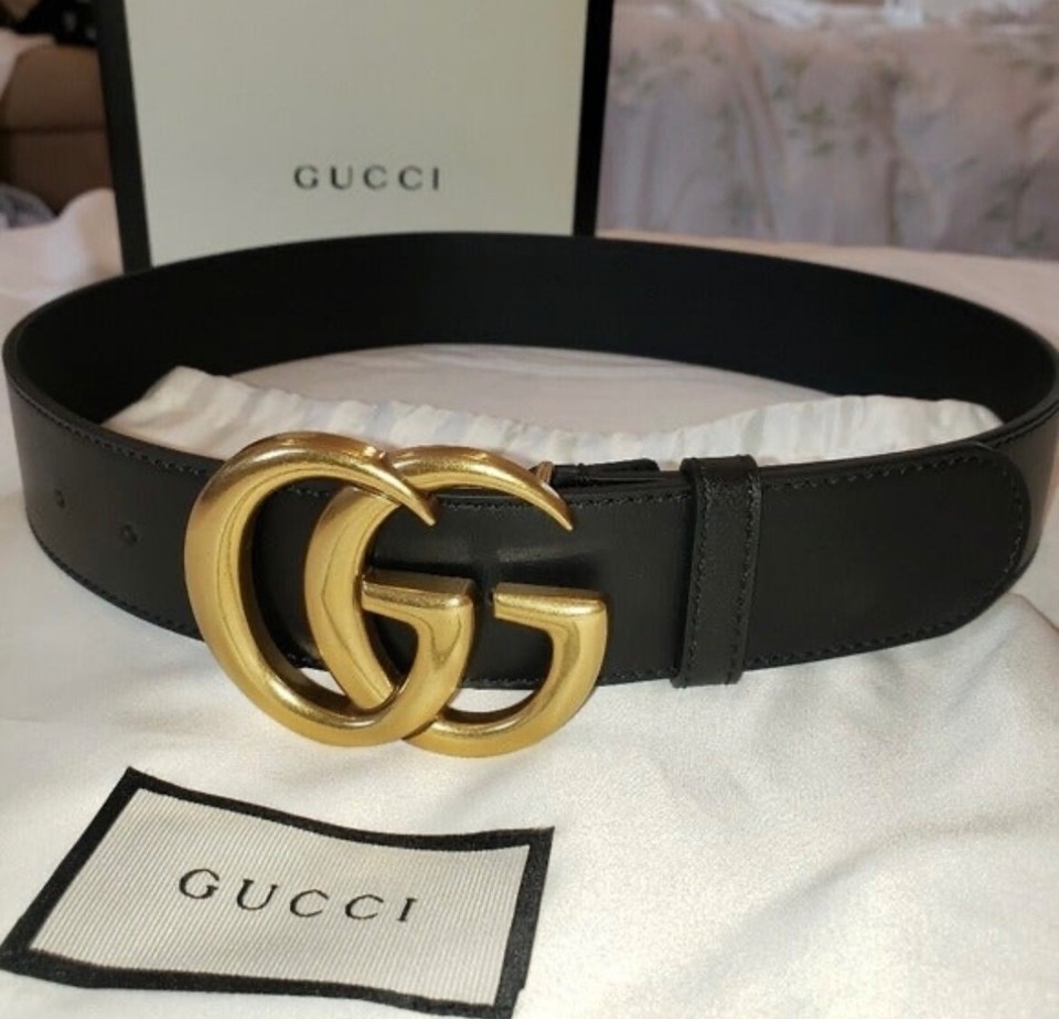 Gucci Belt Size 80/32 Black Smooth Leather Double G eBay