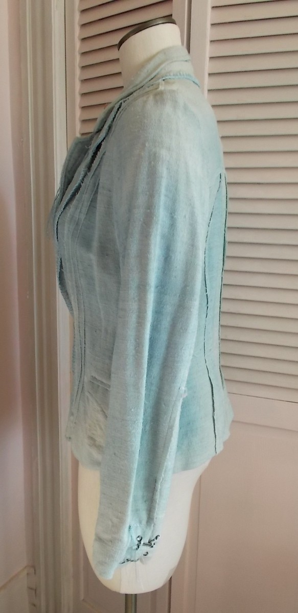 Blazer Ajusté Veleni Eroici Italien - Taille 44 US (10), Délavé Bleu, Viscose | Neuf Avec étiquette