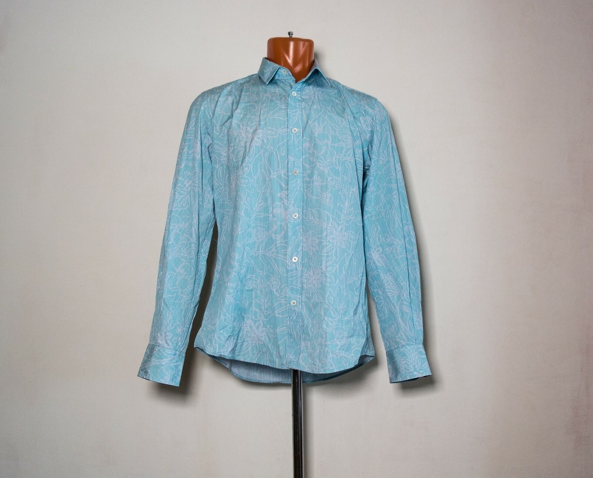 Gucci long sleeve shirt flower printed blue 41/16 Vintage | eBay
