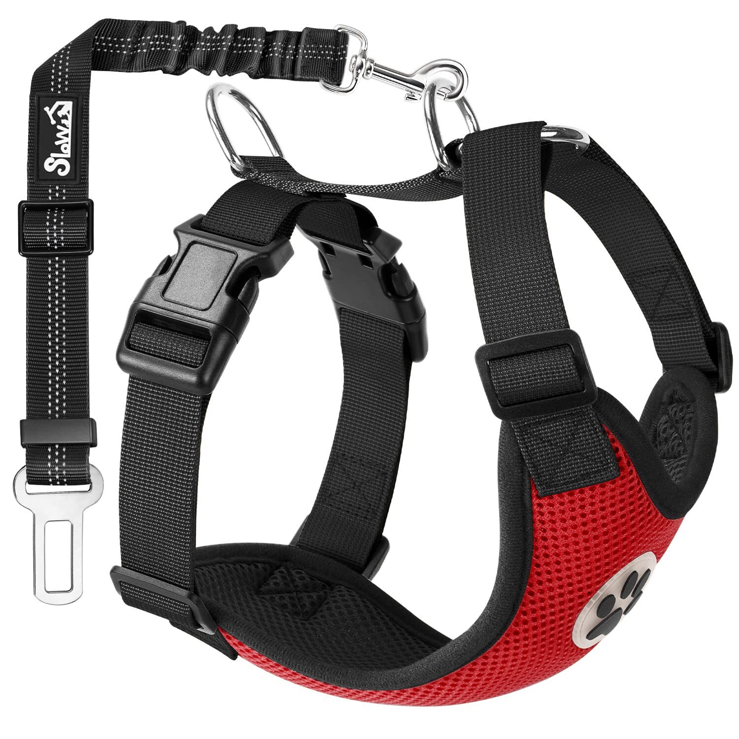 SlowTon Dog Car Harness Plus Connector Strap Multifunction Adjustable