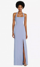 Tie Halter Open Back Trumpet Gown....TH088....Sky Blue....Size XS