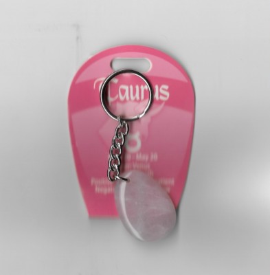 ZODIAC ASTROLOGY ROSE QUARTZ STONE KEY CHAIN