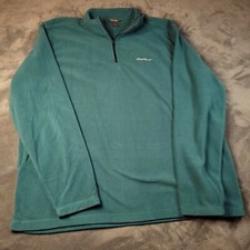 Eddie Bauer Fleece Quarter Zip Sweater Mens Turquoise Pullover XL Outdoor