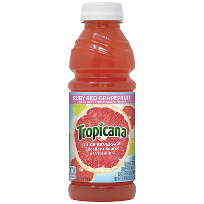 Tropicana Ruby Red Grapefruit Juice, 15.2 fl oz, Pack of 12, No Added Sugars