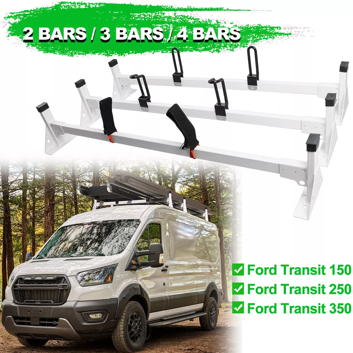 Ladder Roof Racks For 2015 2023 Ford Transit 150 250 350 Cargo Van 750 LBS